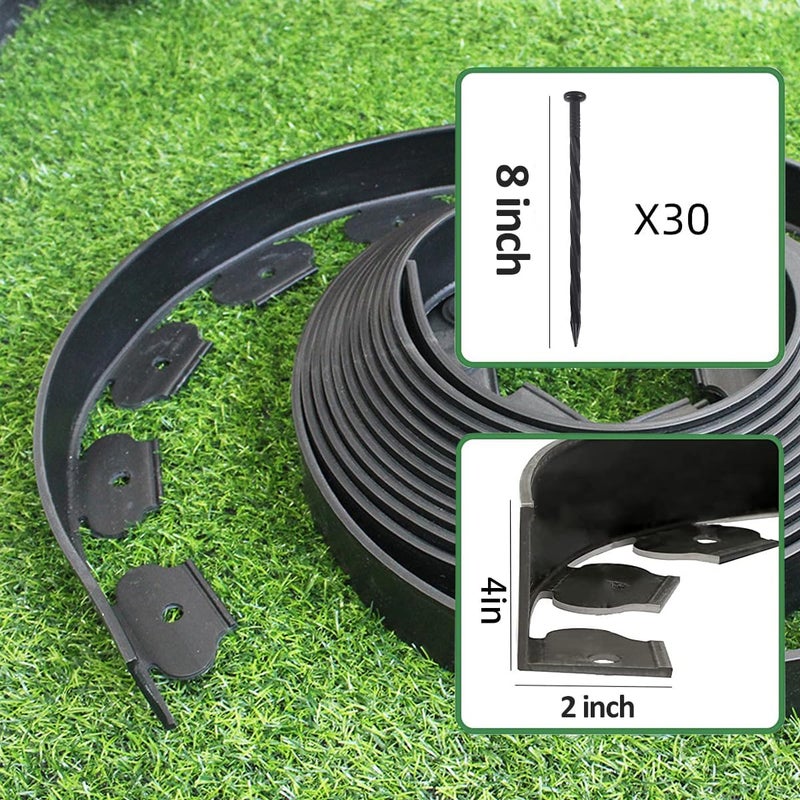 maebeacae Landscape Edging Border 33FTx 4 Inch Tall, Plastic Garden Borders Edging with 30 Spikes,Flexible Lawn Edging Edge for Garden,Grass,Flower Beds, Yard, Paver,Pathway-Black - Image 2